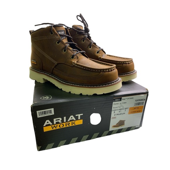 Ariat 10050836 Rebar Lift Round-Toe Chukka Work Boots for Men  Size 8 Destressed